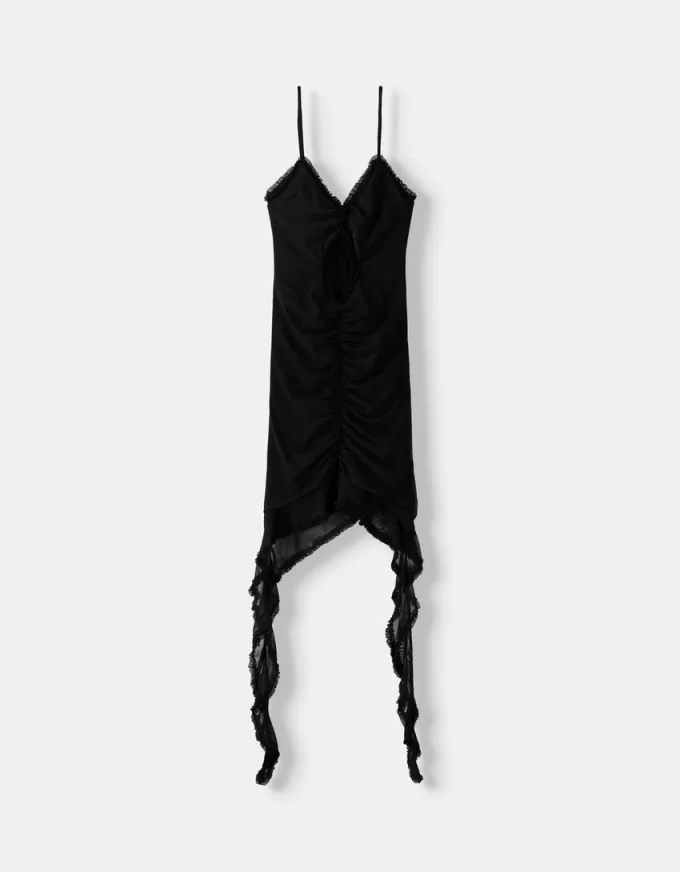 Strappy tyllklänning med volanger