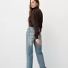 Sweatshirt med dragkedja med broderi Sweatshirt med dragkedja med broderi