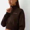 Sweatshirt med dragkedja med broderi Sweatshirt med dragkedja med broderi