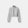 Sweatshirt med dragkedja med broderi Sweatshirt med dragkedja med broderi