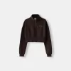 Sweatshirt med dragkedja med broderi Sweatshirt med dragkedja med broderi