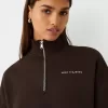 Sweatshirt med dragkedja med broderi Sweatshirt med dragkedja med broderi