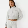 Sweatshirt med dragkedja med broderi Sweatshirt med dragkedja med broderi