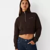Sweatshirt med dragkedja med broderi Sweatshirt med dragkedja med broderi