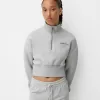 Sweatshirt med dragkedja med broderi Sweatshirt med dragkedja med broderi