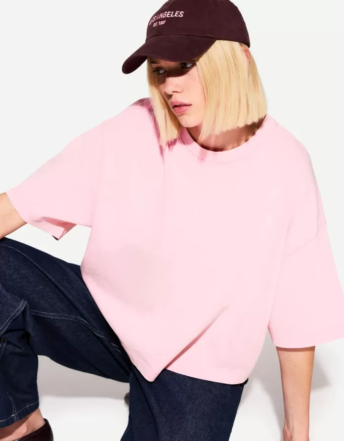 T-shirt med kort ärm och kortärmad passform i kraftig bomull T-shirt med kort ärm och kortärmad passform i kraftig bomull