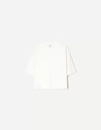 T-shirt med kort ärm och kortärmad passform i kraftig bomull