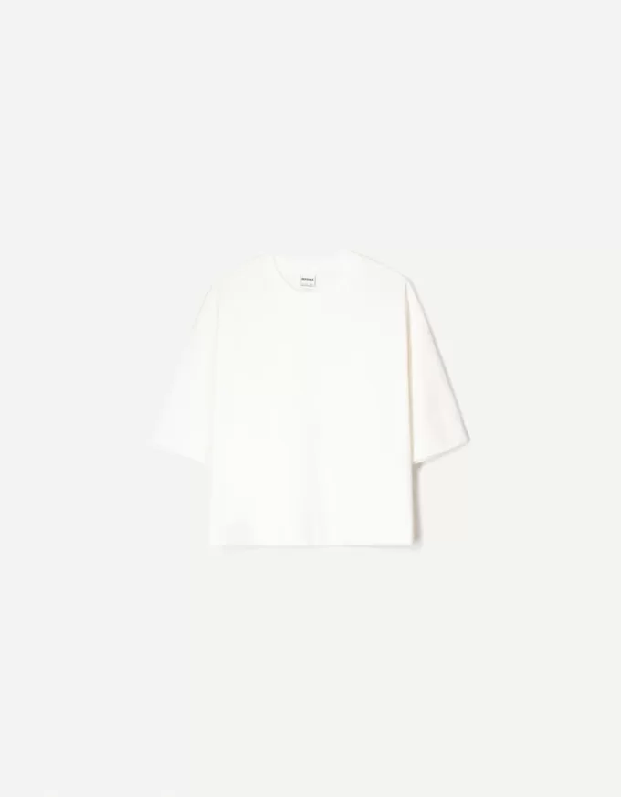 T-shirt med kort ärm och kortärmad passform i kraftig bomull T-shirt med kort ärm och kortärmad passform i kraftig bomull