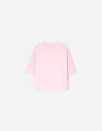T-shirt med kort ärm och kortärmad passform i kraftig bomull