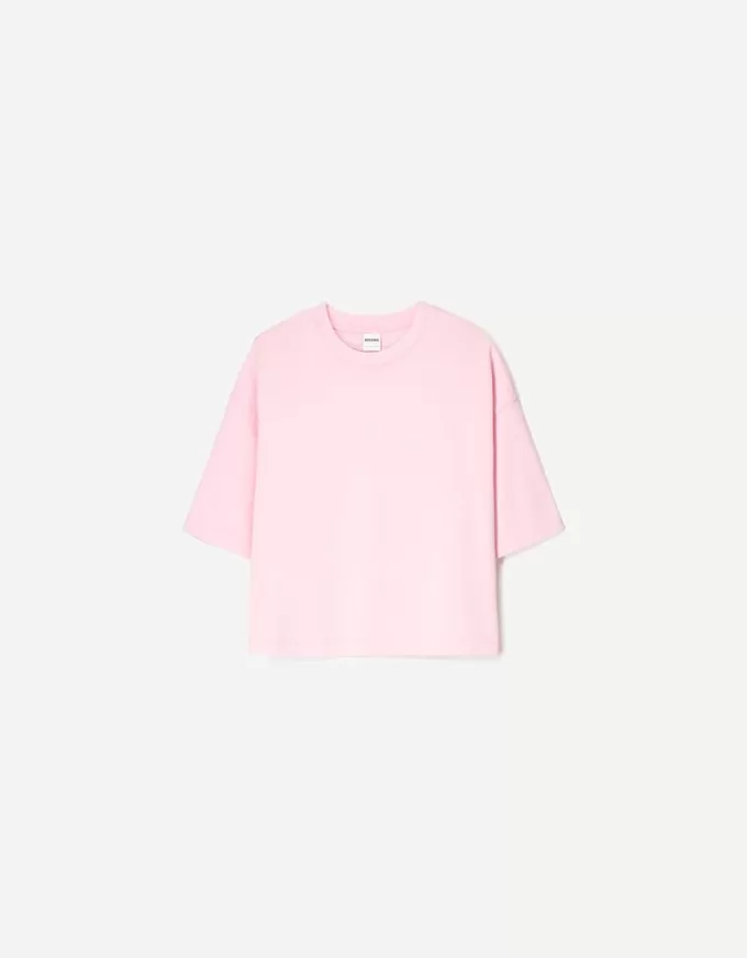 T-shirt med kort ärm och kortärmad passform i kraftig bomull T-shirt med kort ärm och kortärmad passform i kraftig bomull