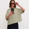 T-shirt med kort ärm och kortärmad passform i kraftig bomull T-shirt med kort ärm och kortärmad passform i kraftig bomull