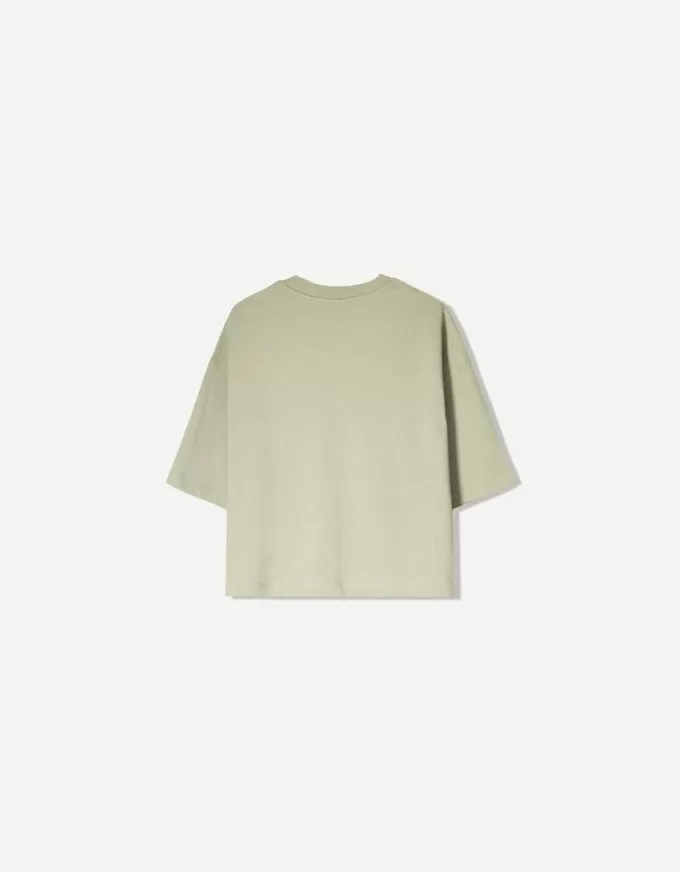 T-shirt med kort ärm och kortärmad passform i kraftig bomull T-shirt med kort ärm och kortärmad passform i kraftig bomull