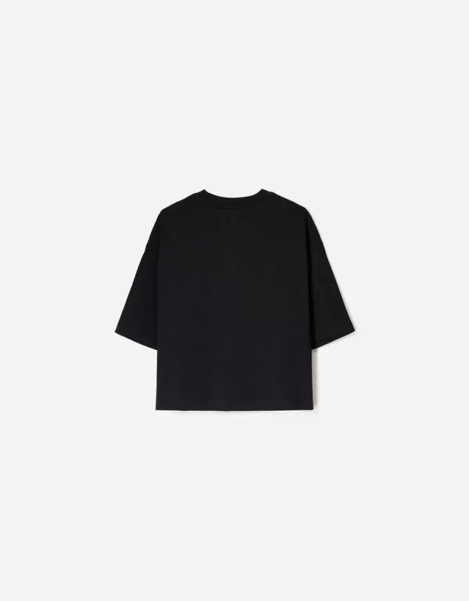 T-shirt med kort ärm och kortärmad passform i kraftig bomull T-shirt med kort ärm och kortärmad passform i kraftig bomull