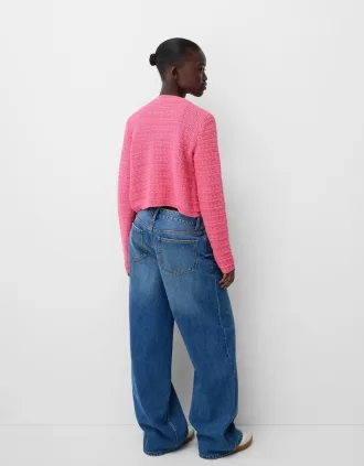Texturerad cardigan med rund hals