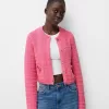 Texturerad cardigan med rund hals Texturerad cardigan med rund hals
