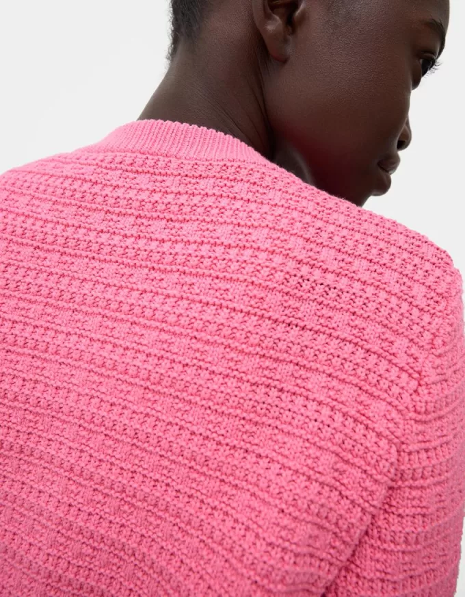 Texturerad cardigan med rund hals Texturerad cardigan med rund hals