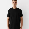 Texturerad kortärmad T-shirt