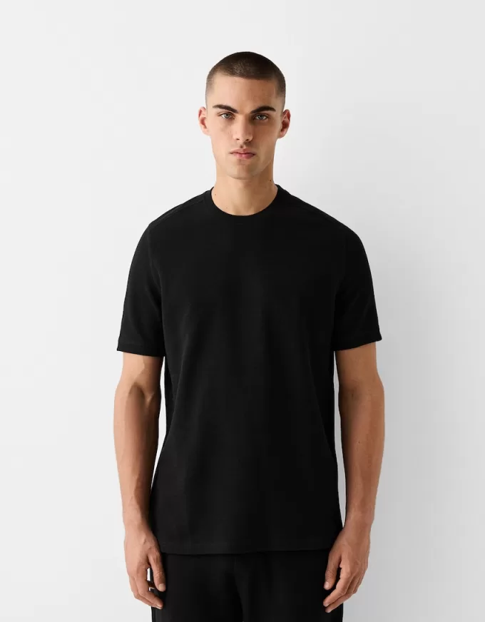 Texturerad kortärmad T-shirt
