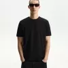 Texturerad kortärmad T-shirt