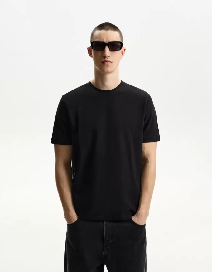 Texturerad kortärmad T-shirt