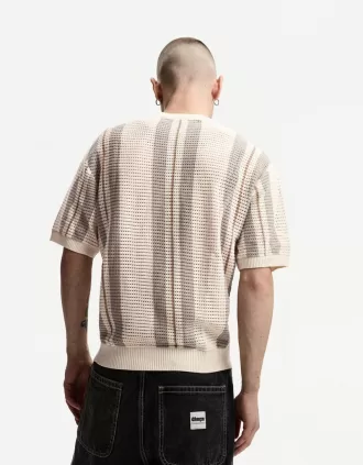 Texturerad randig kortärmad T-shirt