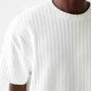 Texturerad randig kortärmad T-shirt Texturerad randig kortärmad T-shirt