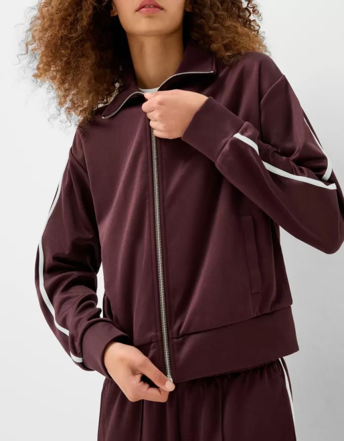 Tröja i satin med dragkedja Tröja i satin med dragkedja