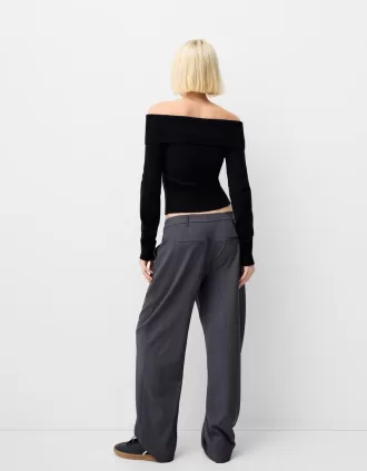 Tröja med Bardot-ringning