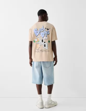 Tryckt boxy-fit kortärmad T-shirt