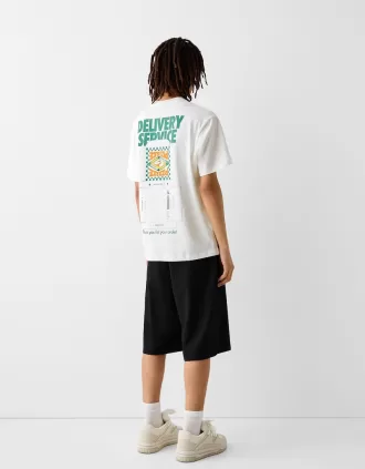 Tryckt boxy-fit kortärmad T-shirt