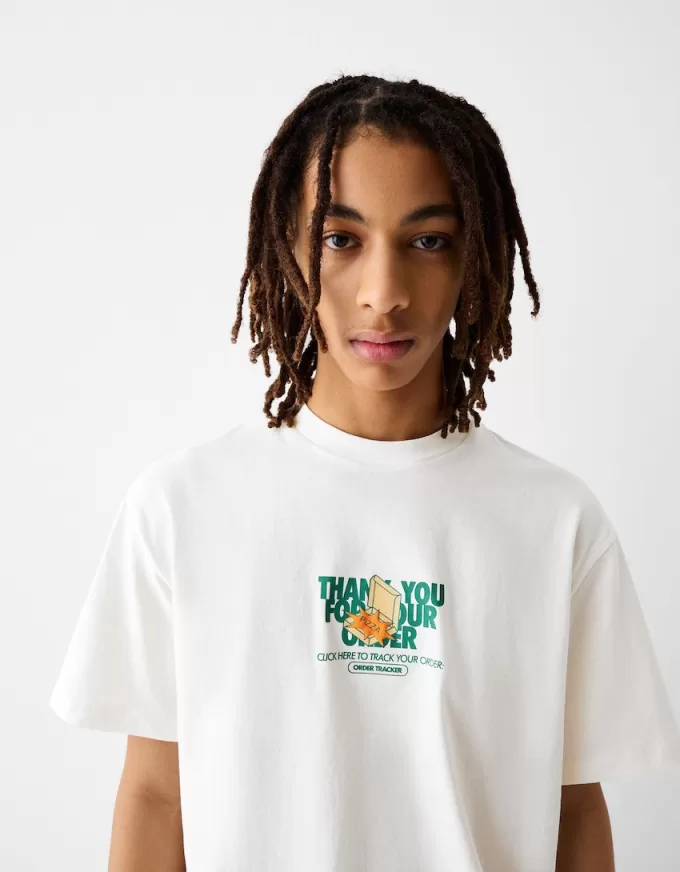 Tryckt boxy-fit kortärmad T-shirt Tryckt boxy-fit kortärmad T-shirt