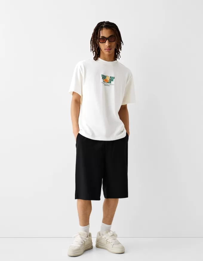 Tryckt boxy-fit kortärmad T-shirt Tryckt boxy-fit kortärmad T-shirt