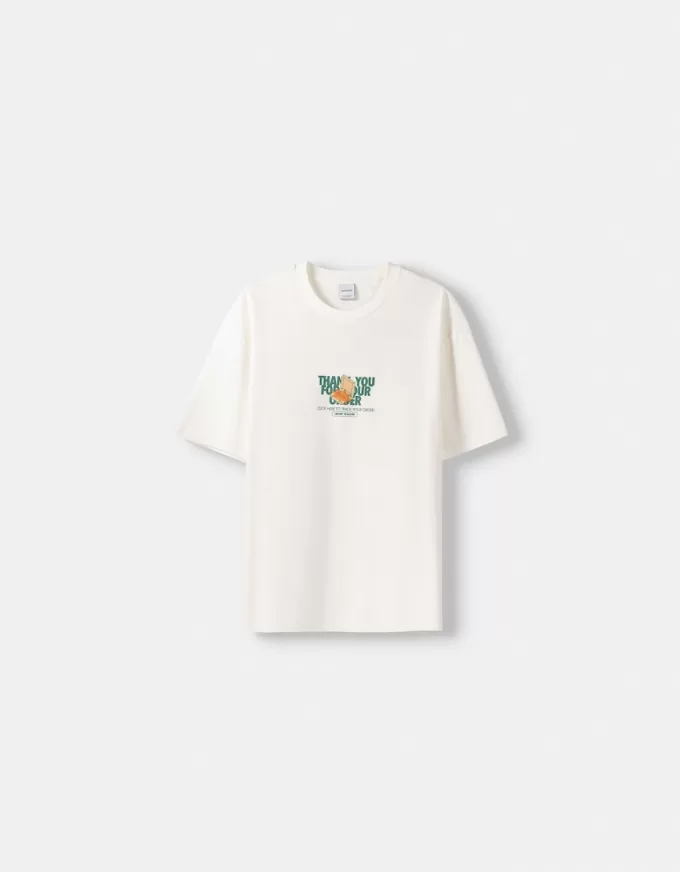 Tryckt boxy-fit kortärmad T-shirt Tryckt boxy-fit kortärmad T-shirt