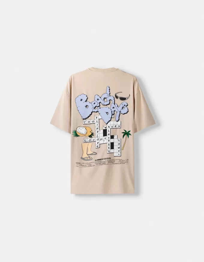 Tryckt boxy-fit kortärmad T-shirt Tryckt boxy-fit kortärmad T-shirt