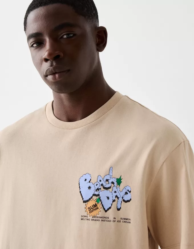 Tryckt boxy-fit kortärmad T-shirt Tryckt boxy-fit kortärmad T-shirt
