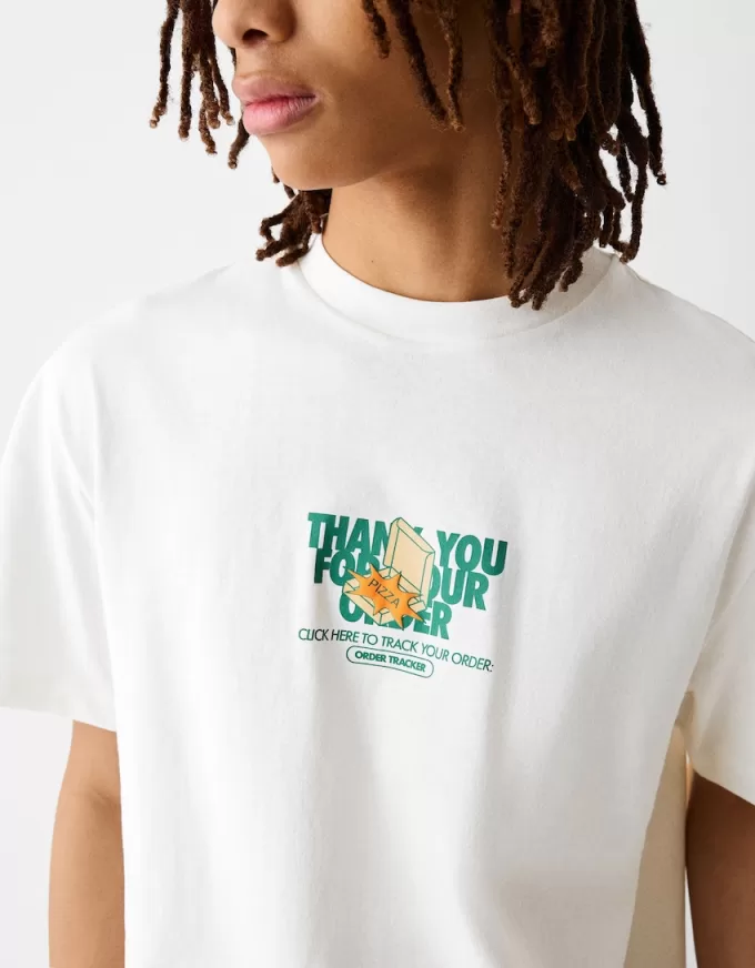 Tryckt boxy-fit kortärmad T-shirt Tryckt boxy-fit kortärmad T-shirt