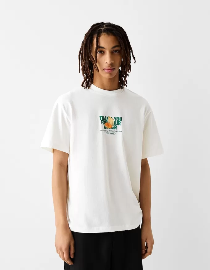 Tryckt boxy-fit kortärmad T-shirt Tryckt boxy-fit kortärmad T-shirt