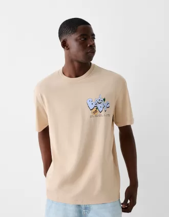 Tryckt boxy-fit kortärmad T-shirt