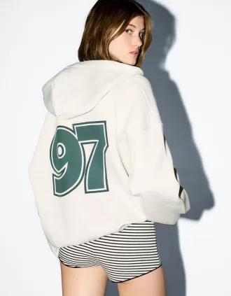 Tryckt hoodie med dragkedja