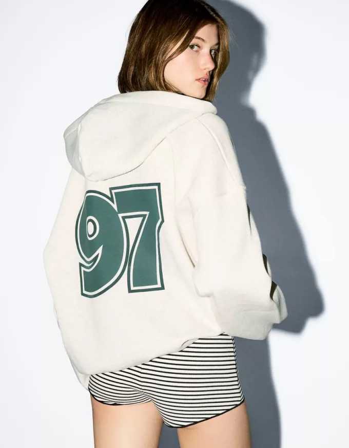 Tryckt hoodie med dragkedja Tryckt hoodie med dragkedja