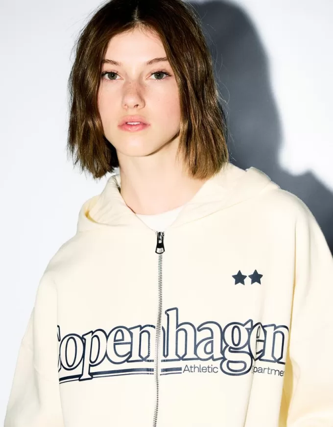 Tryckt hoodie med dragkedja Tryckt hoodie med dragkedja