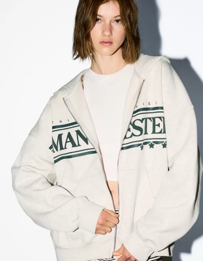 Tryckt hoodie med dragkedja Tryckt hoodie med dragkedja