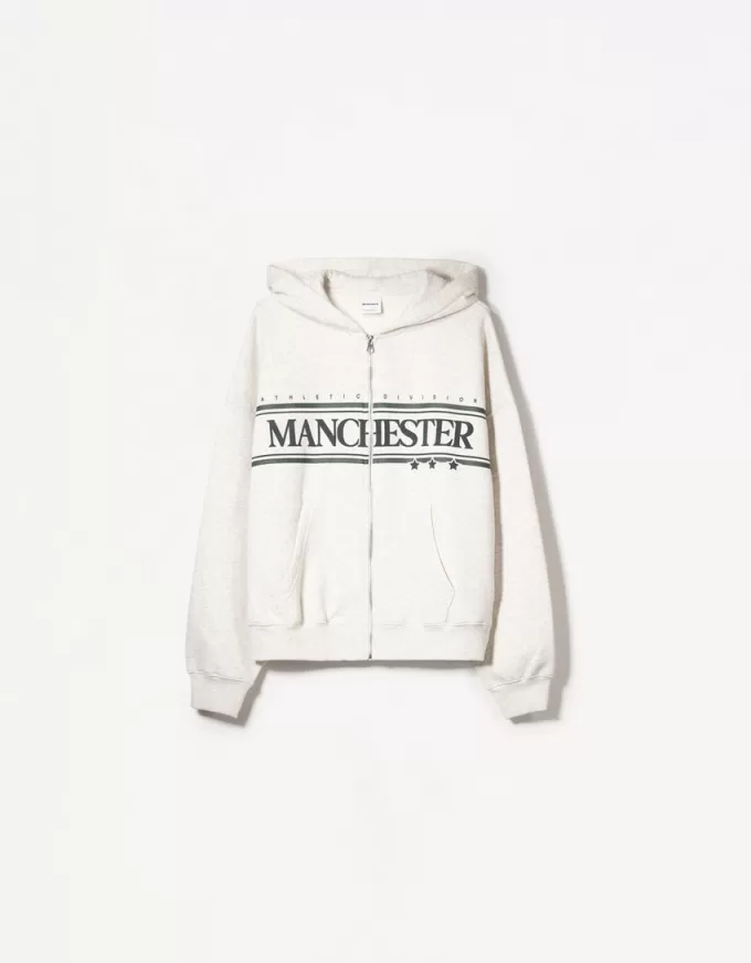 Tryckt hoodie med dragkedja Tryckt hoodie med dragkedja