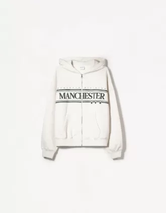 Tryckt hoodie med dragkedja