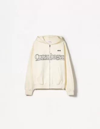 Tryckt hoodie med dragkedja