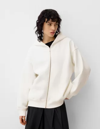 Tryckt hoodie med dragkedja