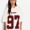 Tryckt kortärmad T-shirt med V-ringad