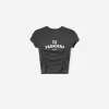 Tryckt kortärmad T-shirt med rynkning Tryckt kortärmad T-shirt med rynkning