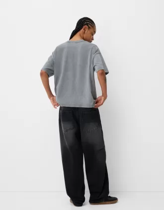 Tryckt kortärmad oversize T-shirt