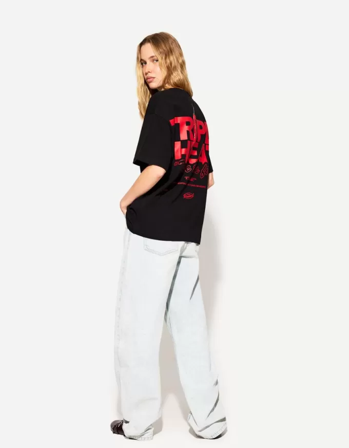 Tryckt kortärmad oversize T-shirt Tryckt kortärmad oversize T-shirt